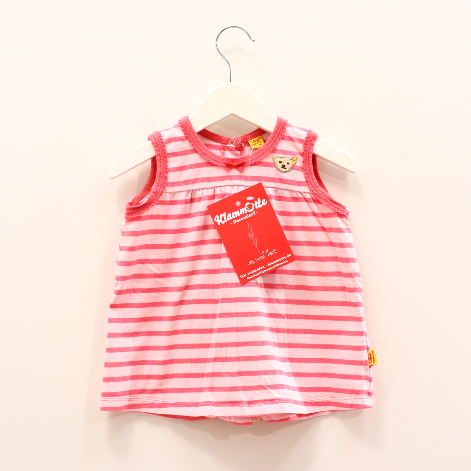 Oberteil Steiff 86 rosa Applikation/gestreift/Logo Top/Träger Baumwolle/Elasthan