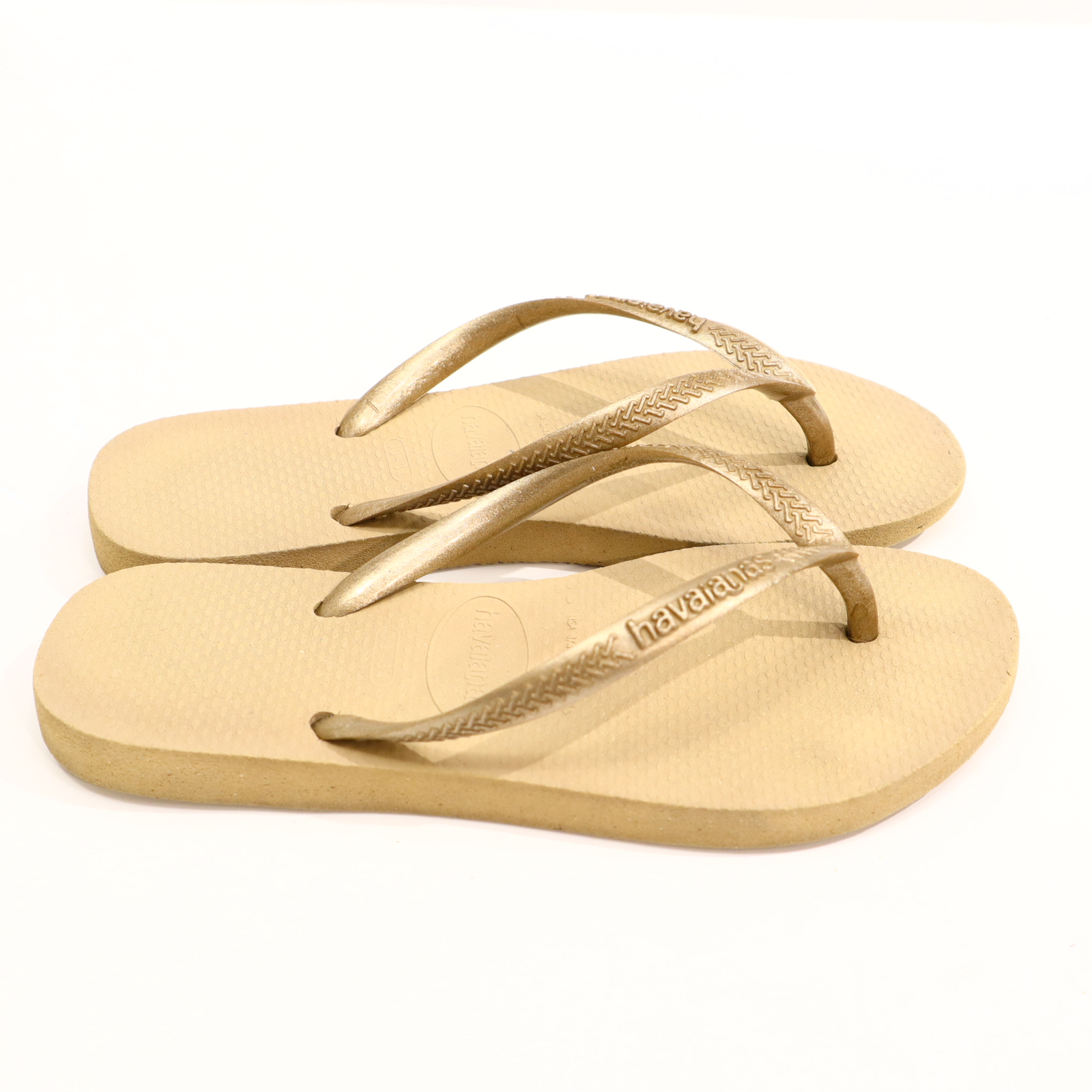Hausschuhe/Wasserschuhe havaianas 35/36 gold Flip Flop leichte gleichmäßige Ablaufspuren