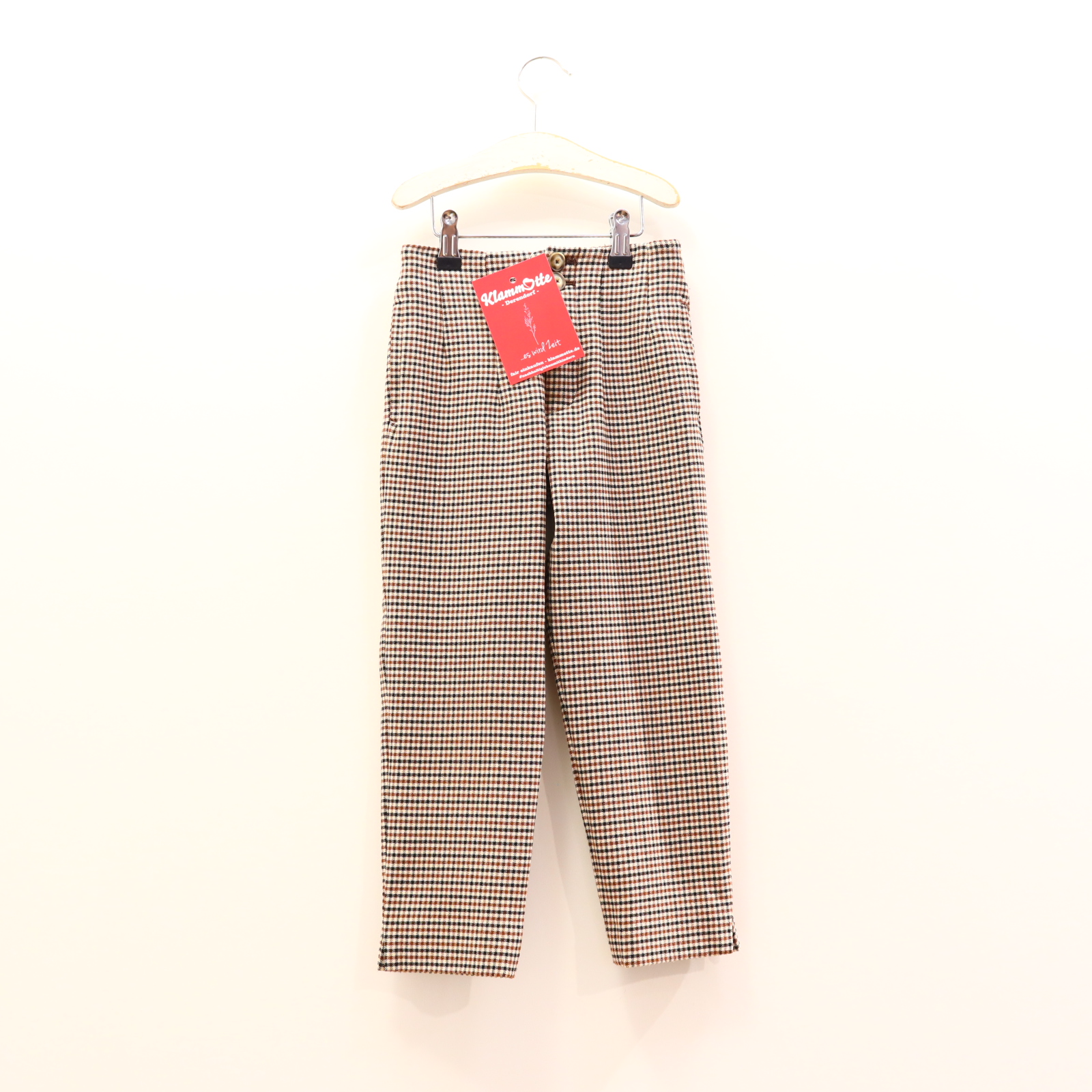 Hose ZARA 122 beige/blau/braun gestreift Elasthan/Polyester/Viskose Gummibandzug/Knopf/Reißverschluß