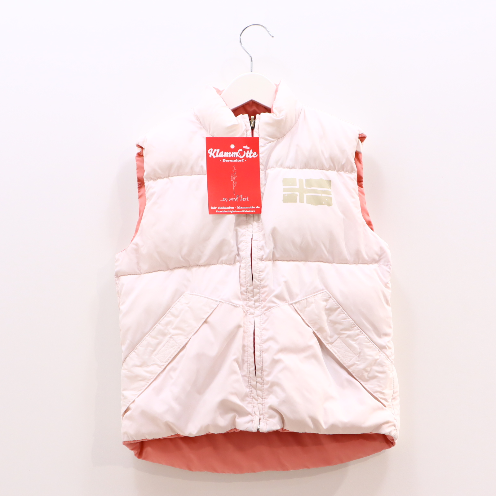 Jacke NAPAPIJRI Steppweste 116/122 rosa/weiß Applikation/Logo/Print wendbar