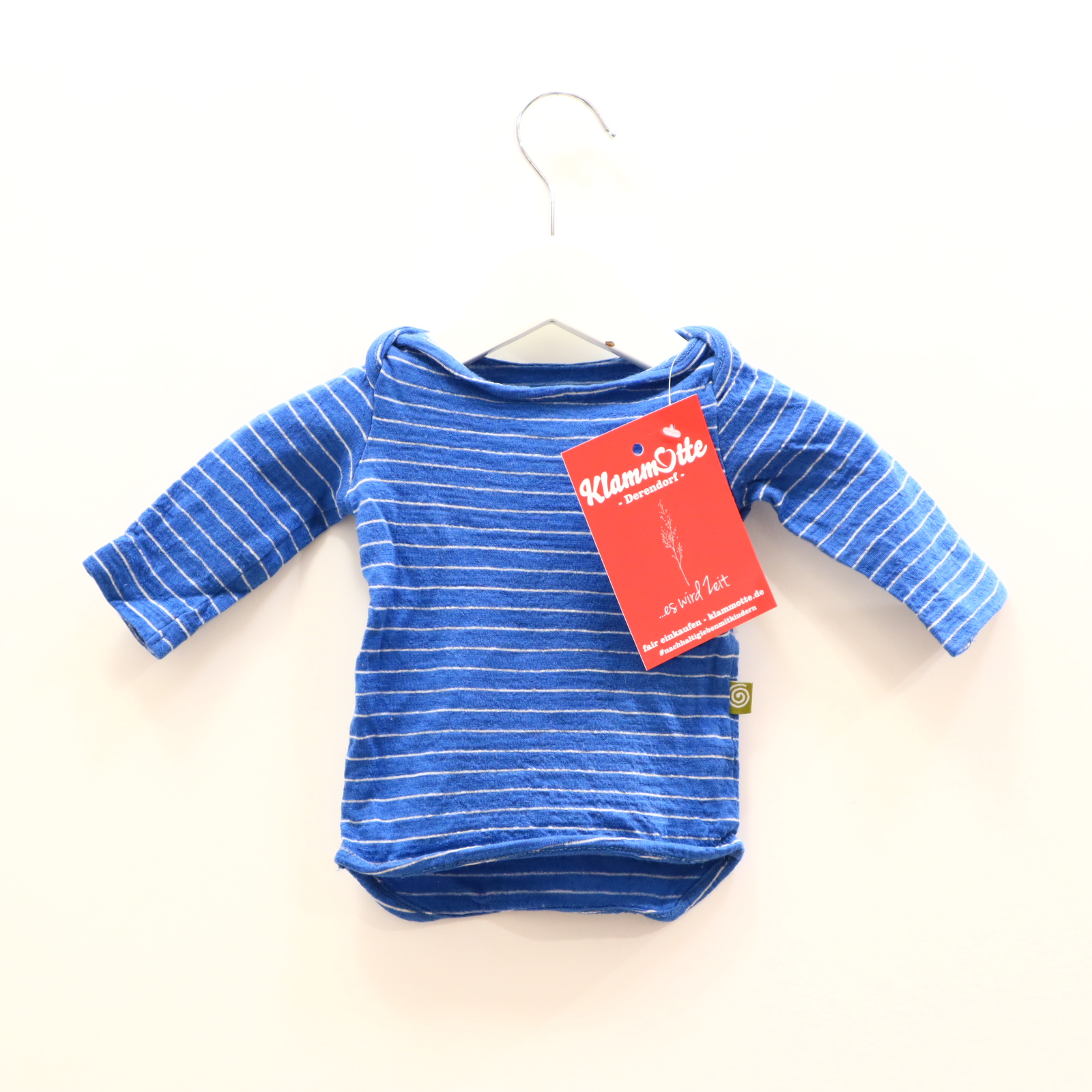 Oberteil nui 56/62 blau/weiß gestreift langarm Shirt Merinowolle