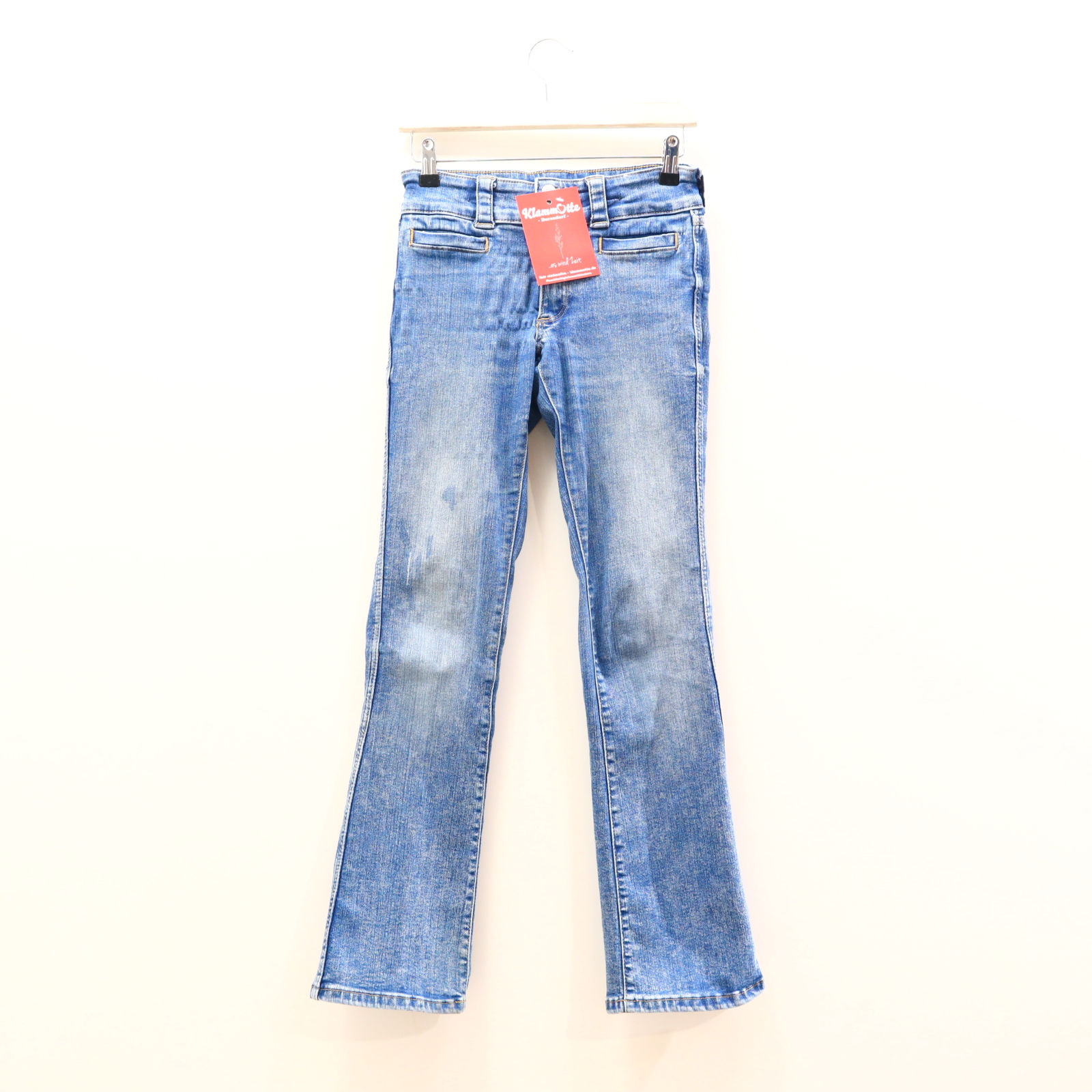 Hose H&M Jeans 152 blau Denim Knopf/Reißverschluß/verstellb. Bund Bootcut