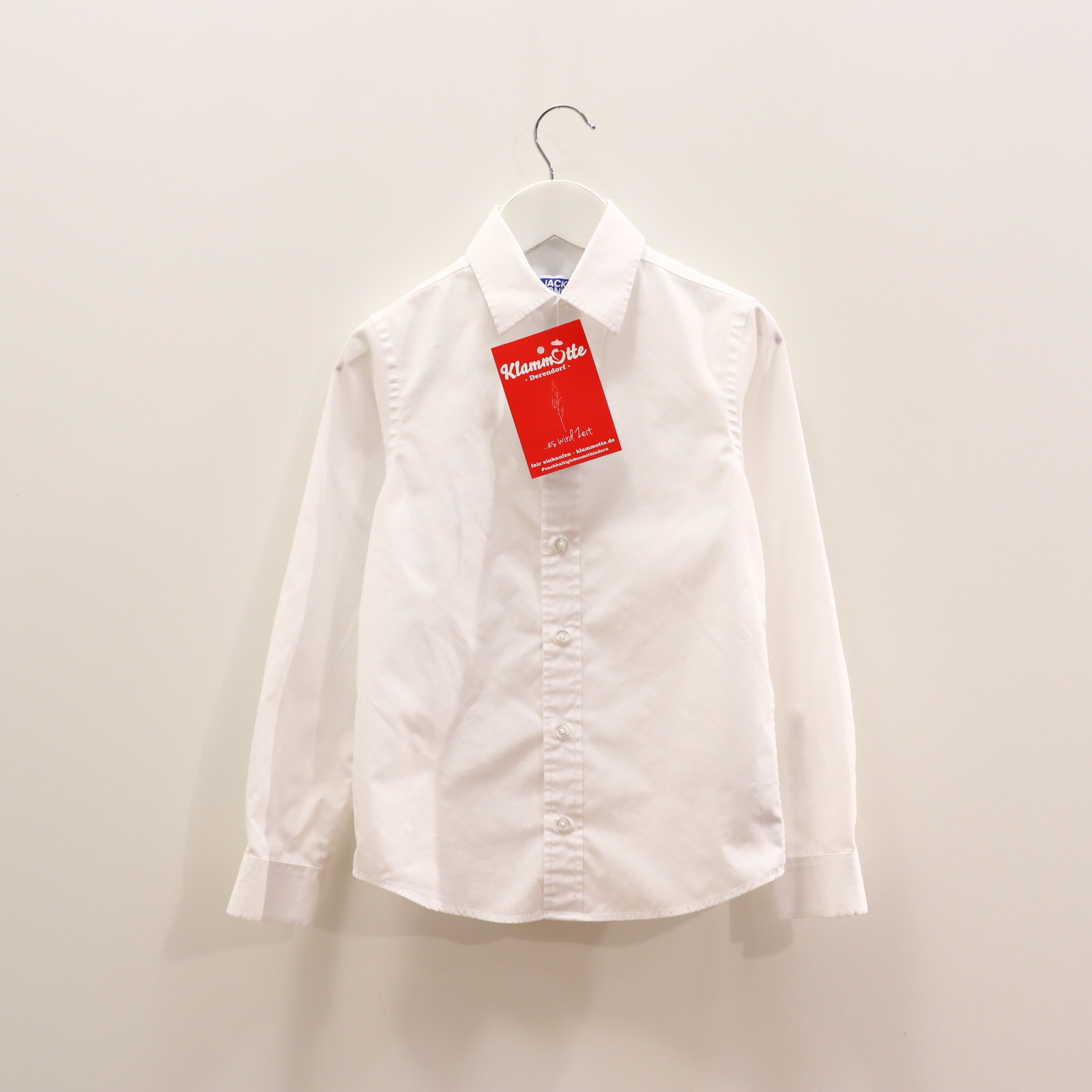 Oberteil JACK & JONES Gr. 128 Hemd/langarm weiß Baumwolle/Polyester