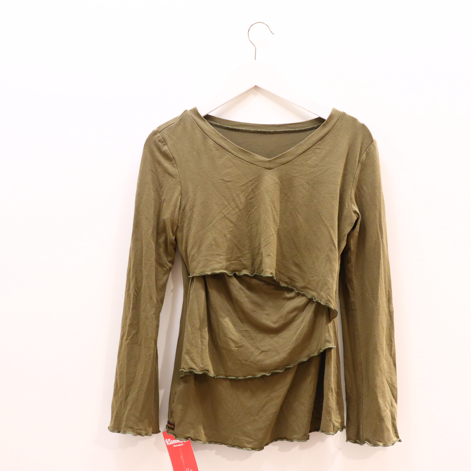 Shirt Mammacita/Selfmadelabel S/36 oliv Elasthan/Viskose langarm/Stillshirt ganz leichtes Pilling