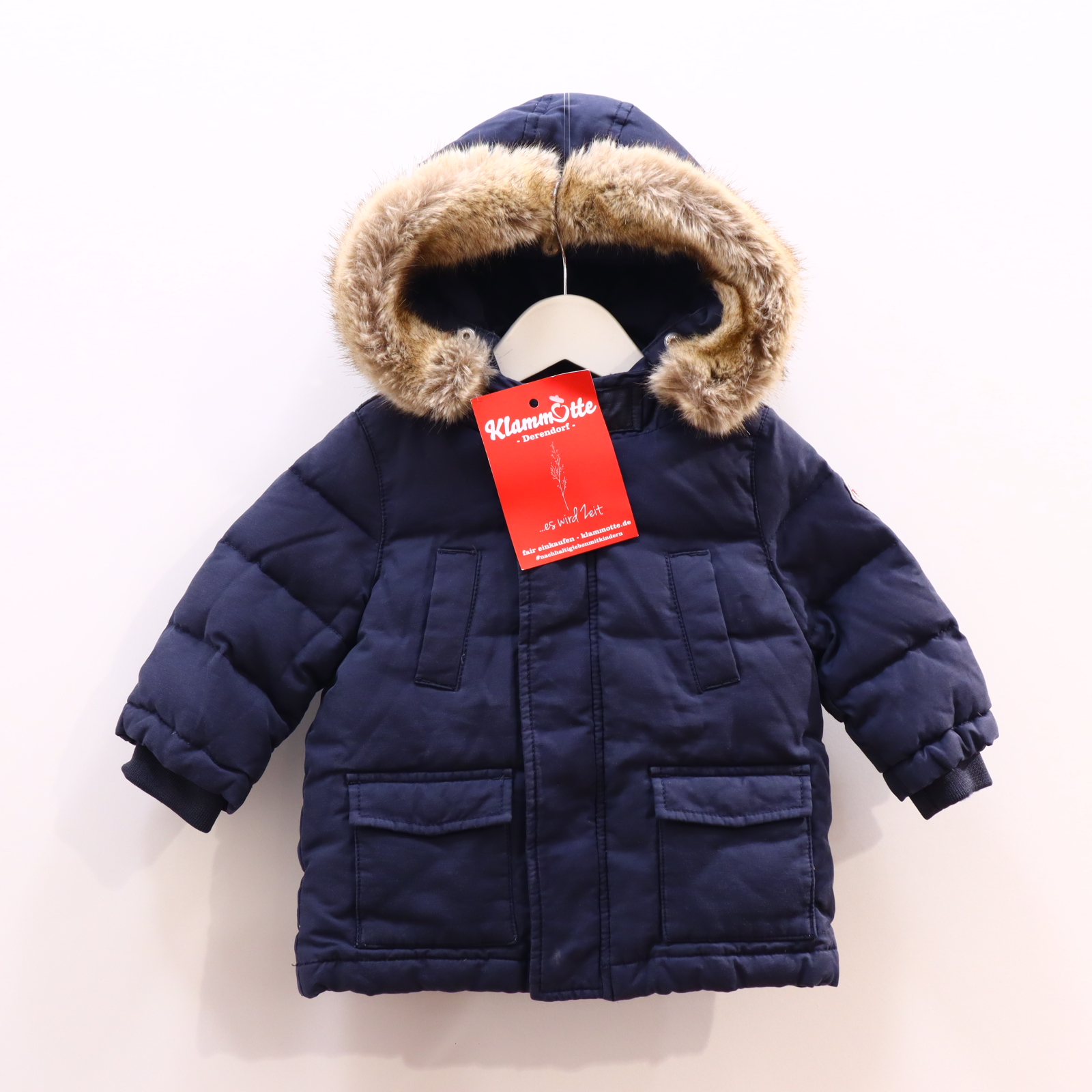 Jacken & Overalls ARMANI Anorak/Daunenjacke/Parka 74 blau abnehmb. Fellbesatz/Echtpelzkragen Applikation/Logo Daunen/Federn Herbst/Winter