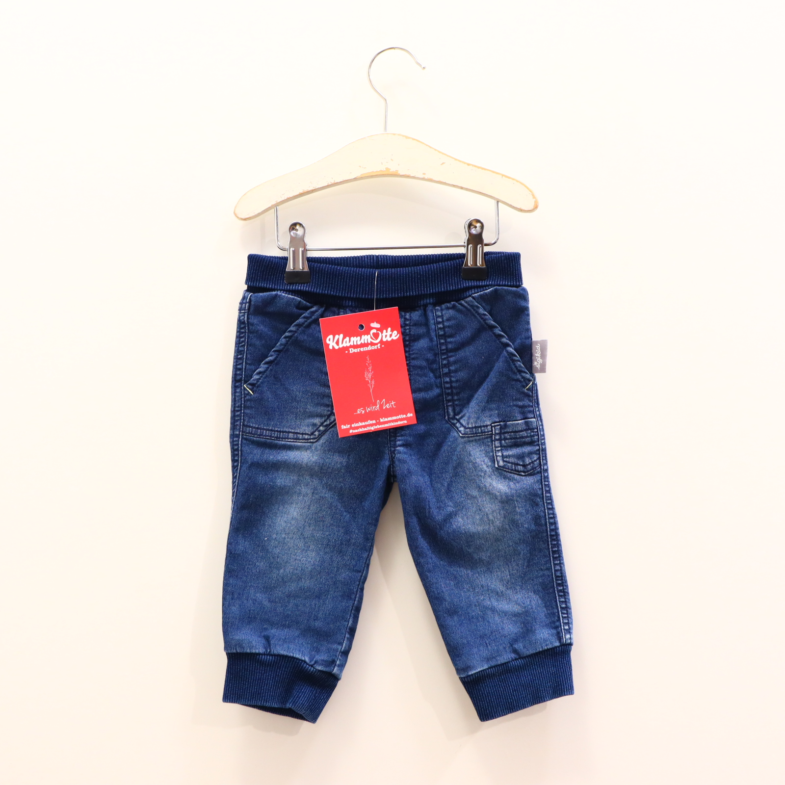 Hosen & Strampler Sigikid 80 blau Stickerei Jeans/Jogger Denim Komfortbund