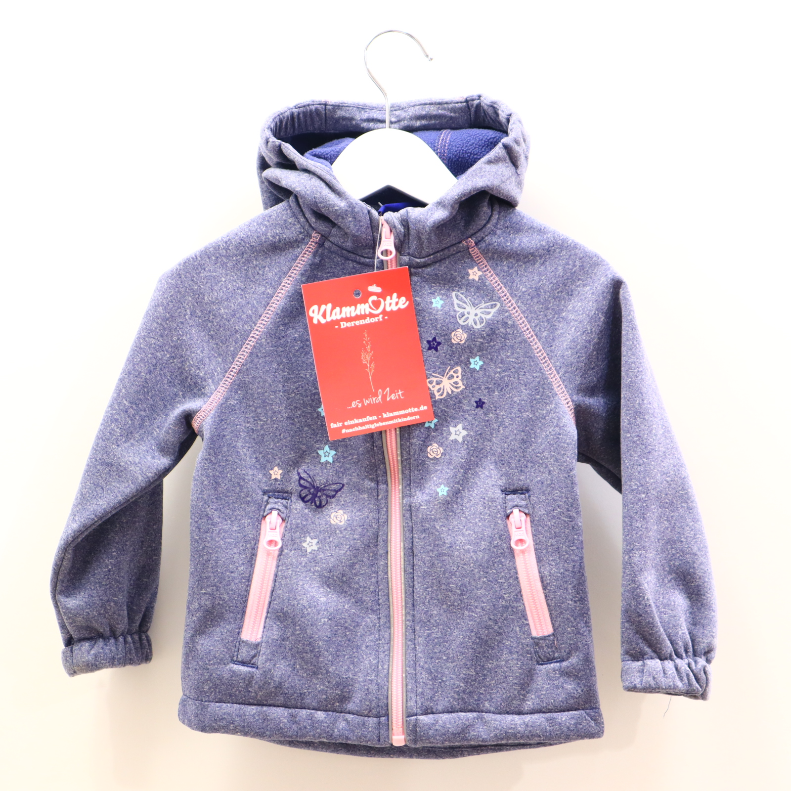 Jacke Softshelljacke 86/92 blau/rosa Übergang melange/Print