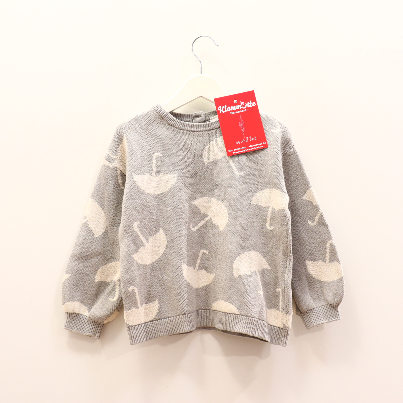 Oberteil H&M Gr. 104 Strickpullover grau/weiß Alloverprint