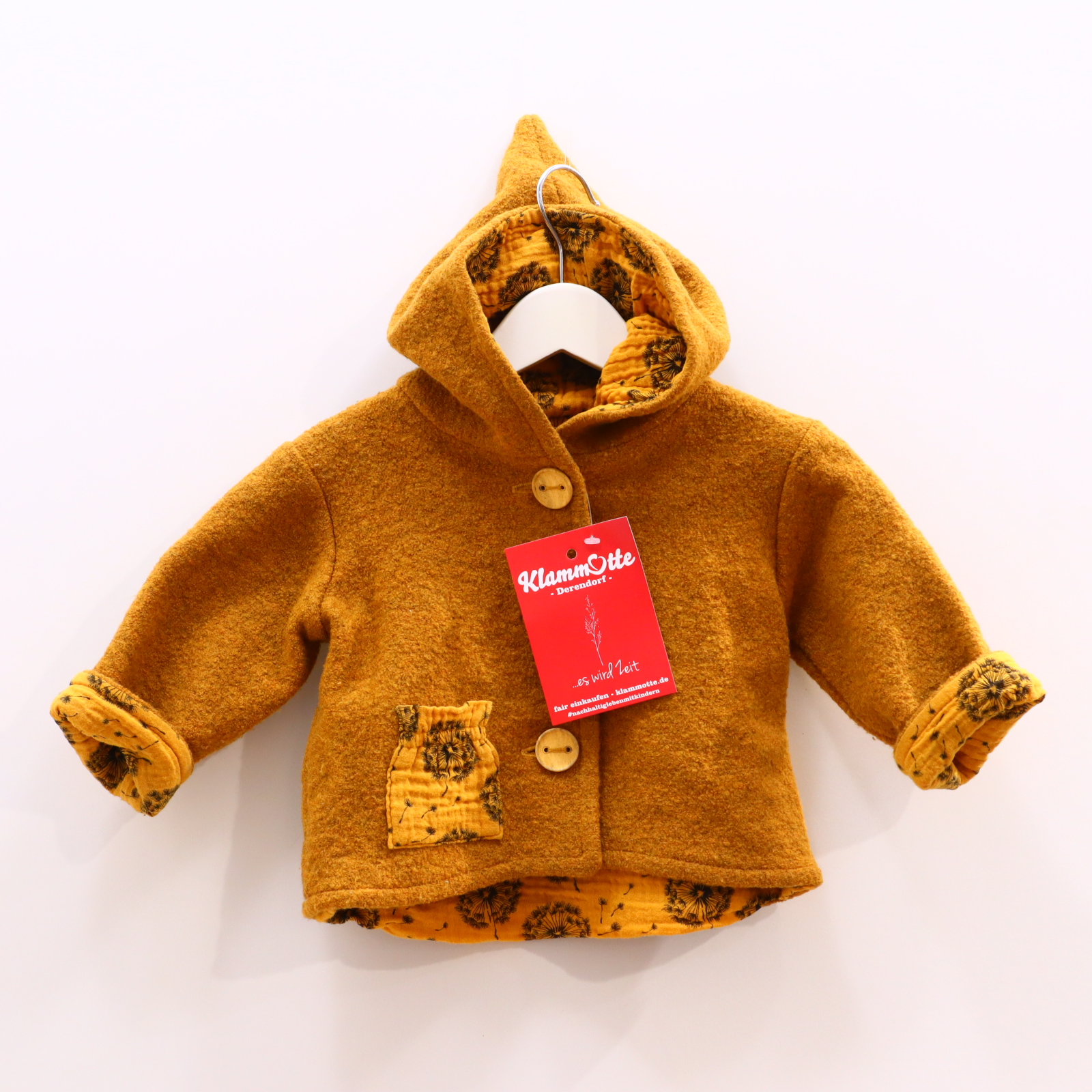 Jacken & Overalls Handmade Wollwalkjacke 74/80 safran Jerseyfutter
