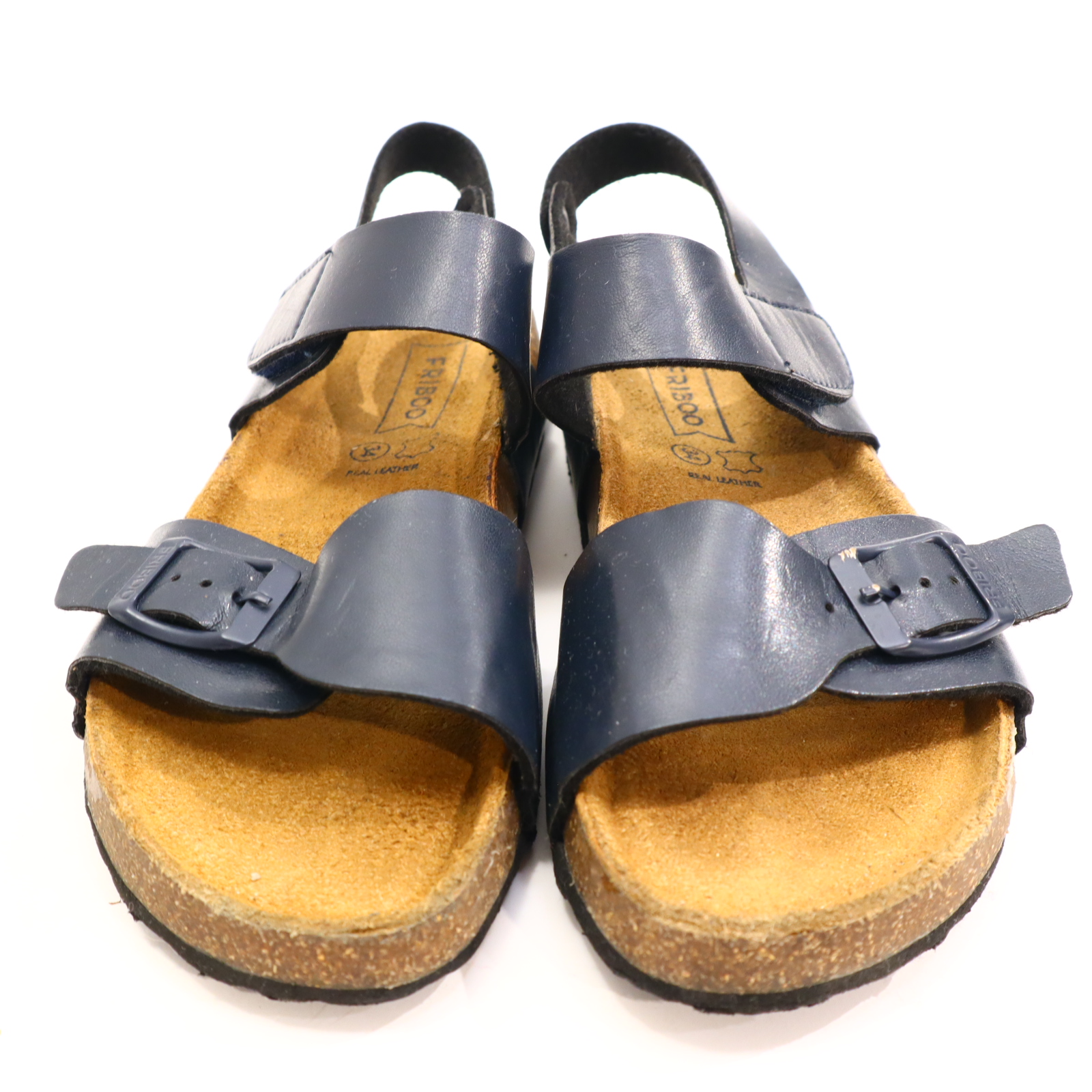 Sandalen FRIBOO 34 blau Leder leichte gleichmäßige Ablaufspuren