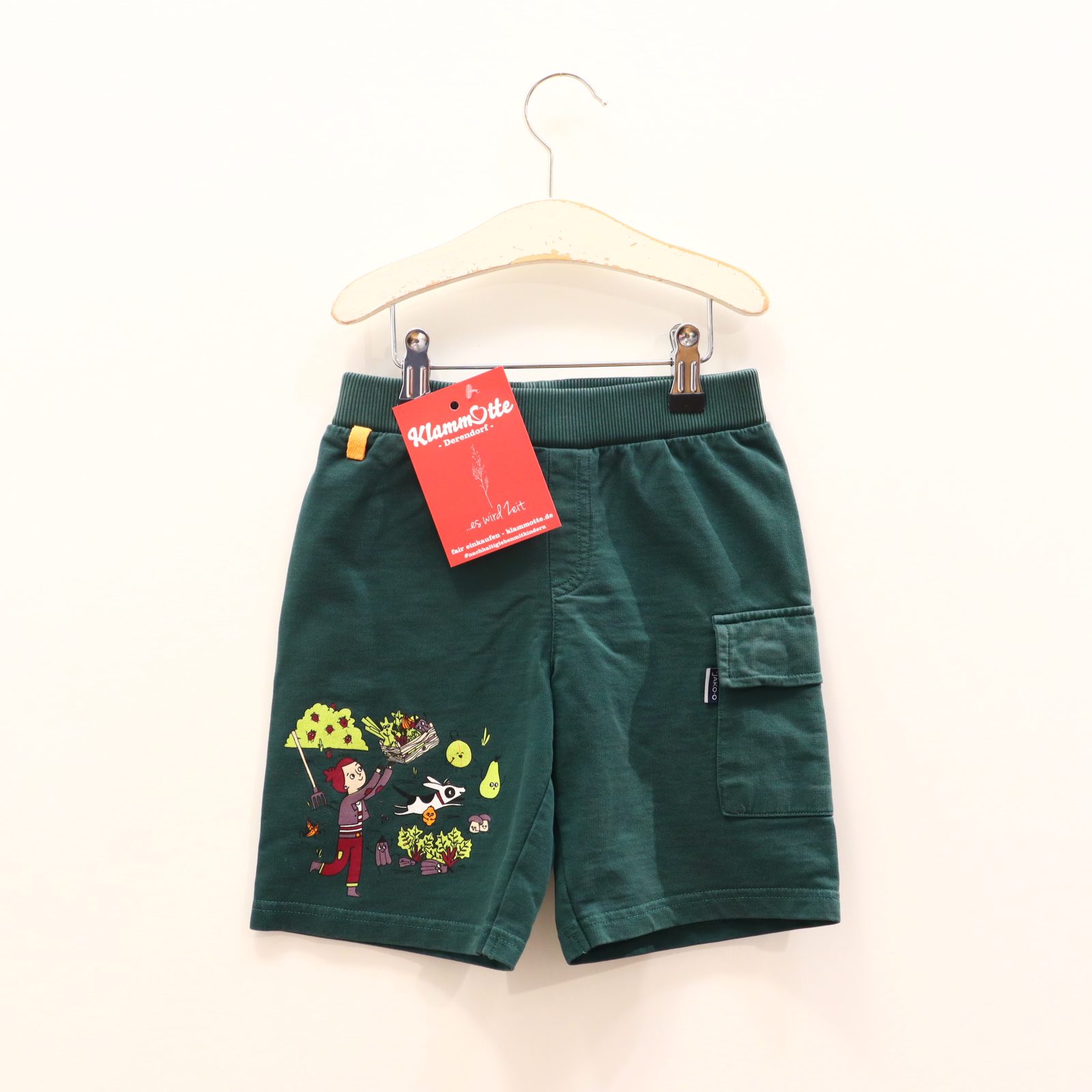 Hose Jako-O 116/122 Short grün Print Gummibandzug Baumwolle/Sweat