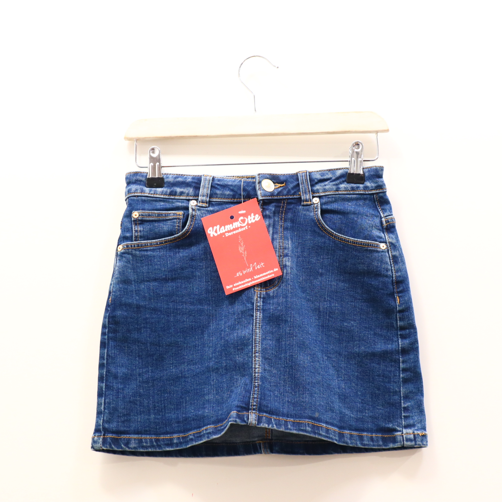 Kleider & Röcke MANGO Jeansrock 164 blau denim Knopf/verstellb. Bund/Reißverschluß