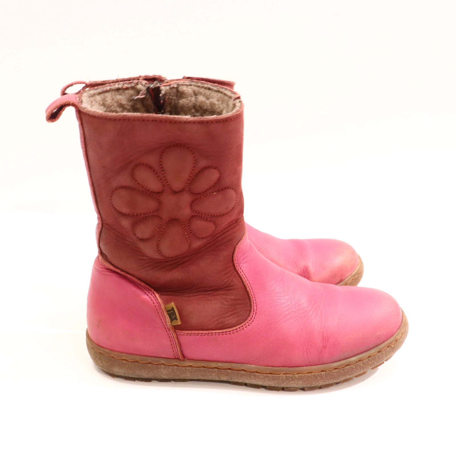 Halbschuhe froddo Stieffelette 34 weinrot Leder/TEX Schurwolle Herbst/Winter leichte gleichmäßige Ablaufspuren gefüttert