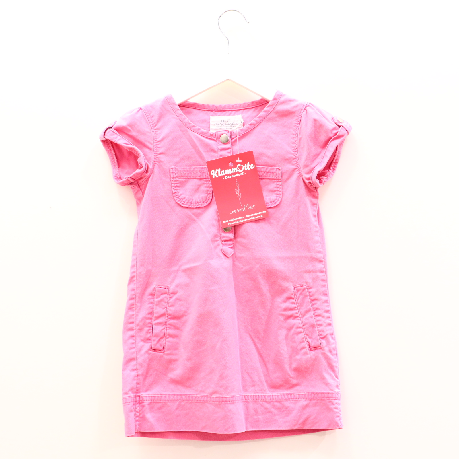 Kleider & Röcke H&M Kleid 104 rosa Baumwolle/Elastan/Twill Druckknopf/Knopfleiste