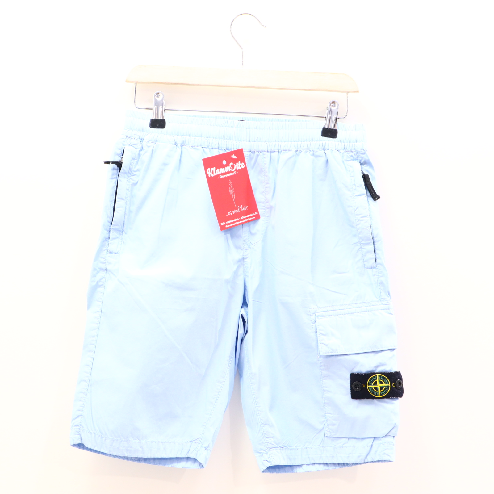 Hose STONE ISLAND 152/158 Cargo/Short hellblau Applikation/Logo Gummibandzug/Kordelzug Baumwolle/Polyester