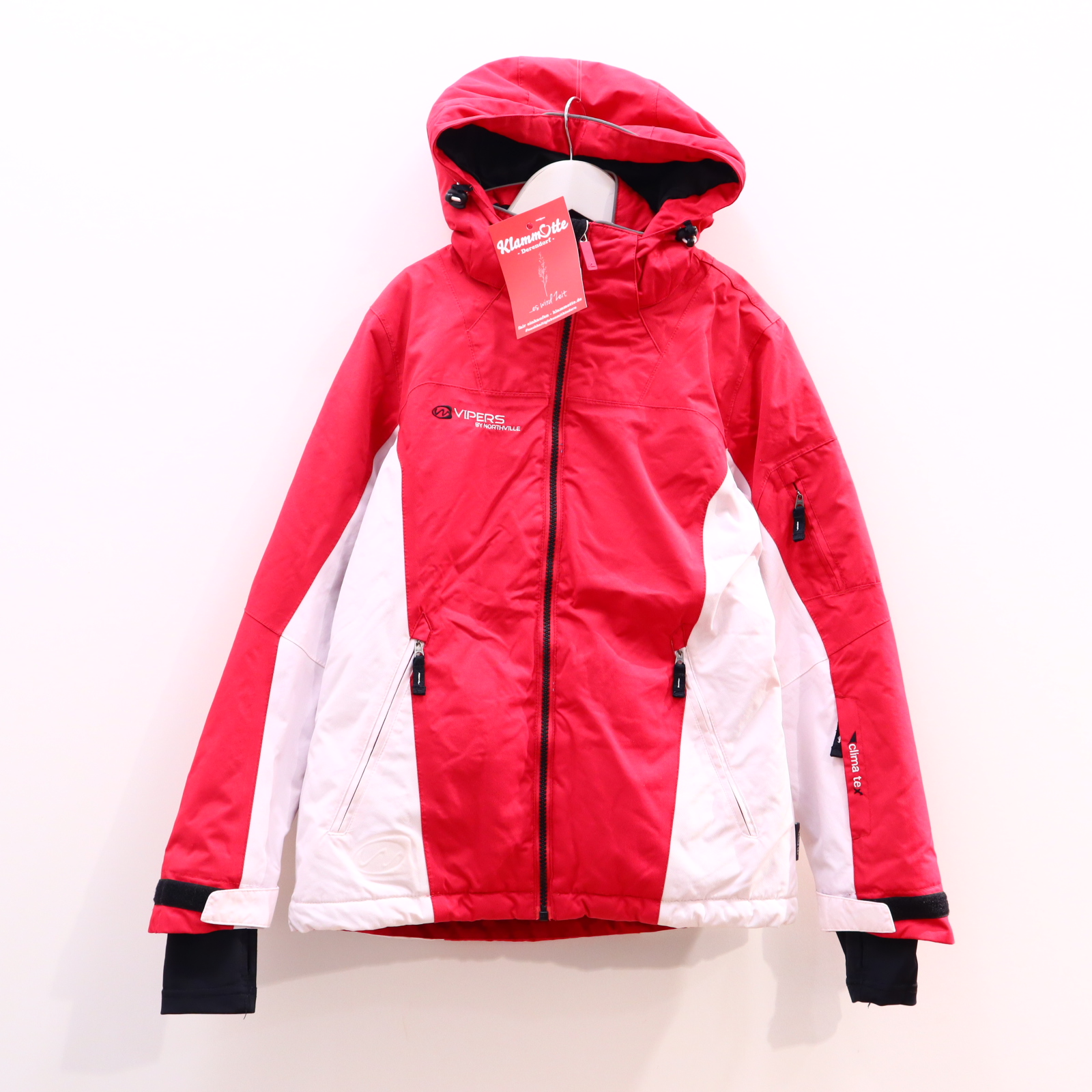 Jacke C&A 152 rot/weiß Herbst/Winter Logo/Stickerrei Schneefang