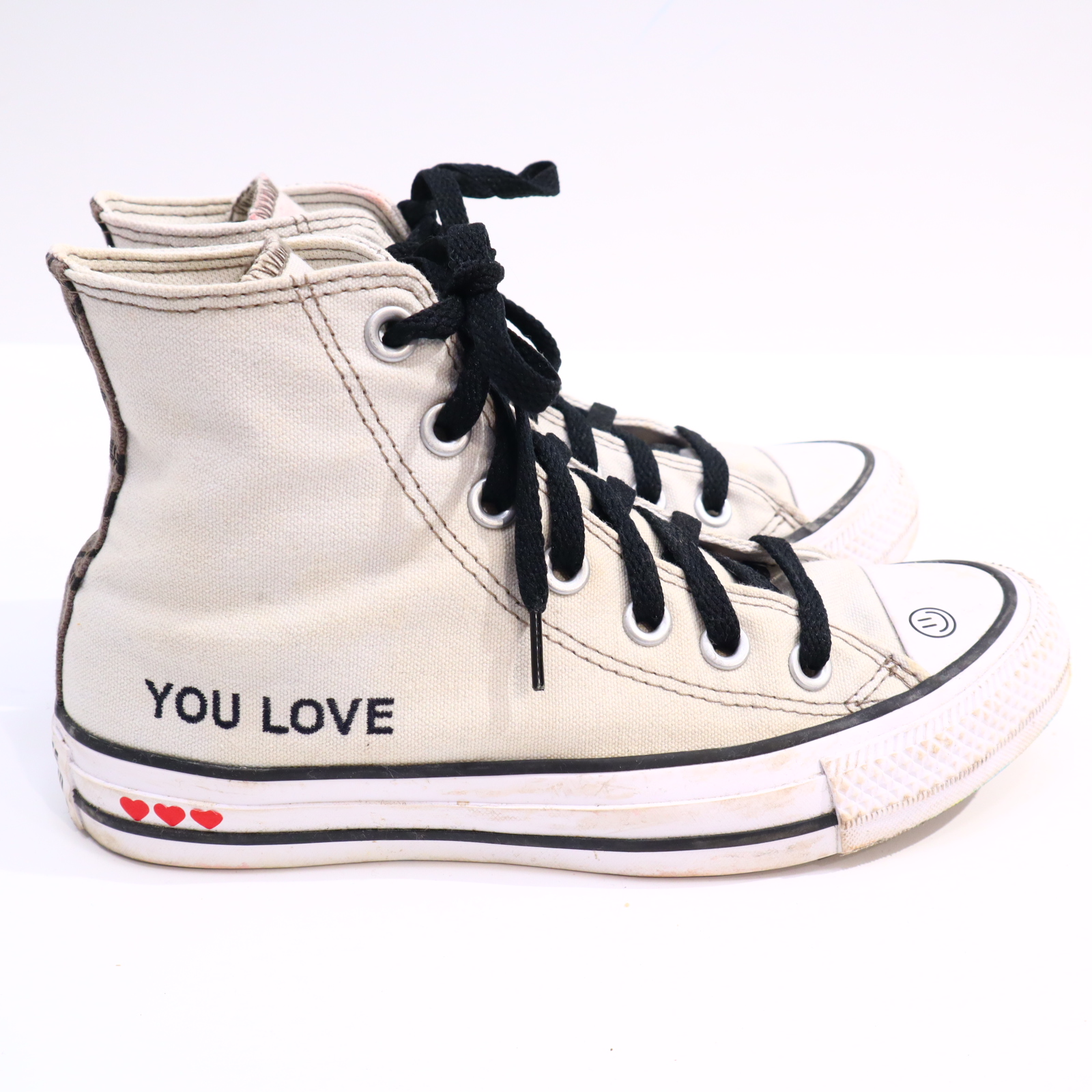 Halbschuhe CONVERSE Mid/Schnürschuh/Sneaker 36 schwarz/weiß Canvas leichte gleichmäßige Ablaufspuren