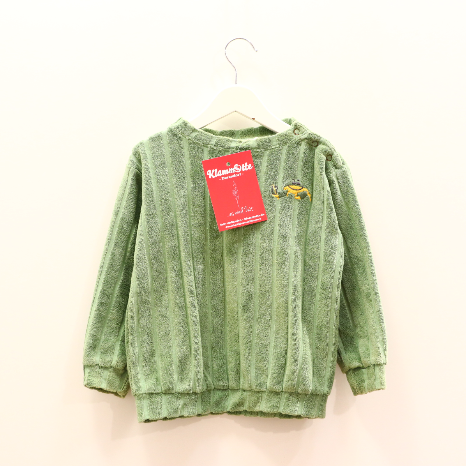 Oberteil soft gallery Gr. 98 Sweatshirt grün Baumwolle/Polyester gestreift/Stickerrei