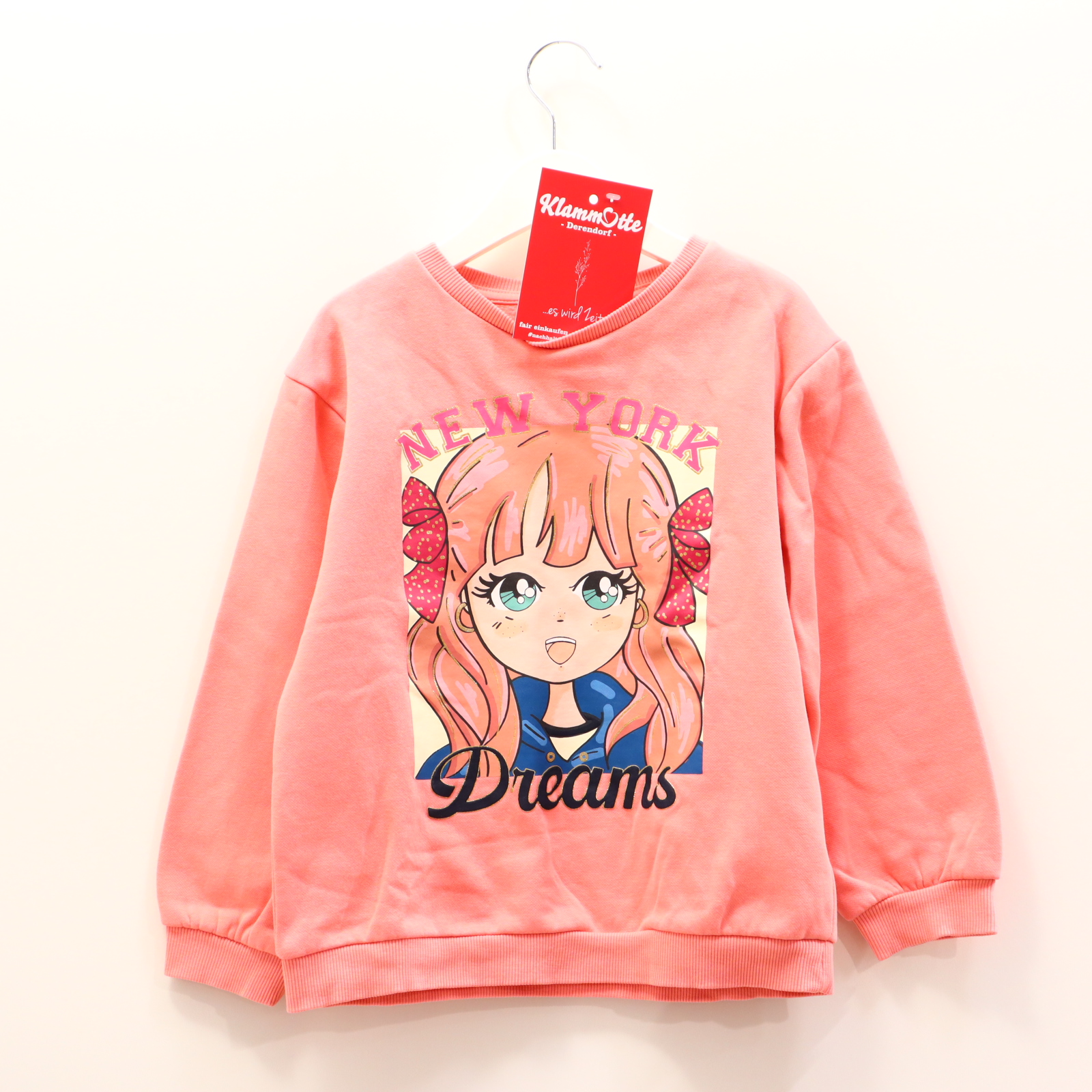 Oberteil C&A 122 rosa Print Sweatshirt Baumwolle/Polyester