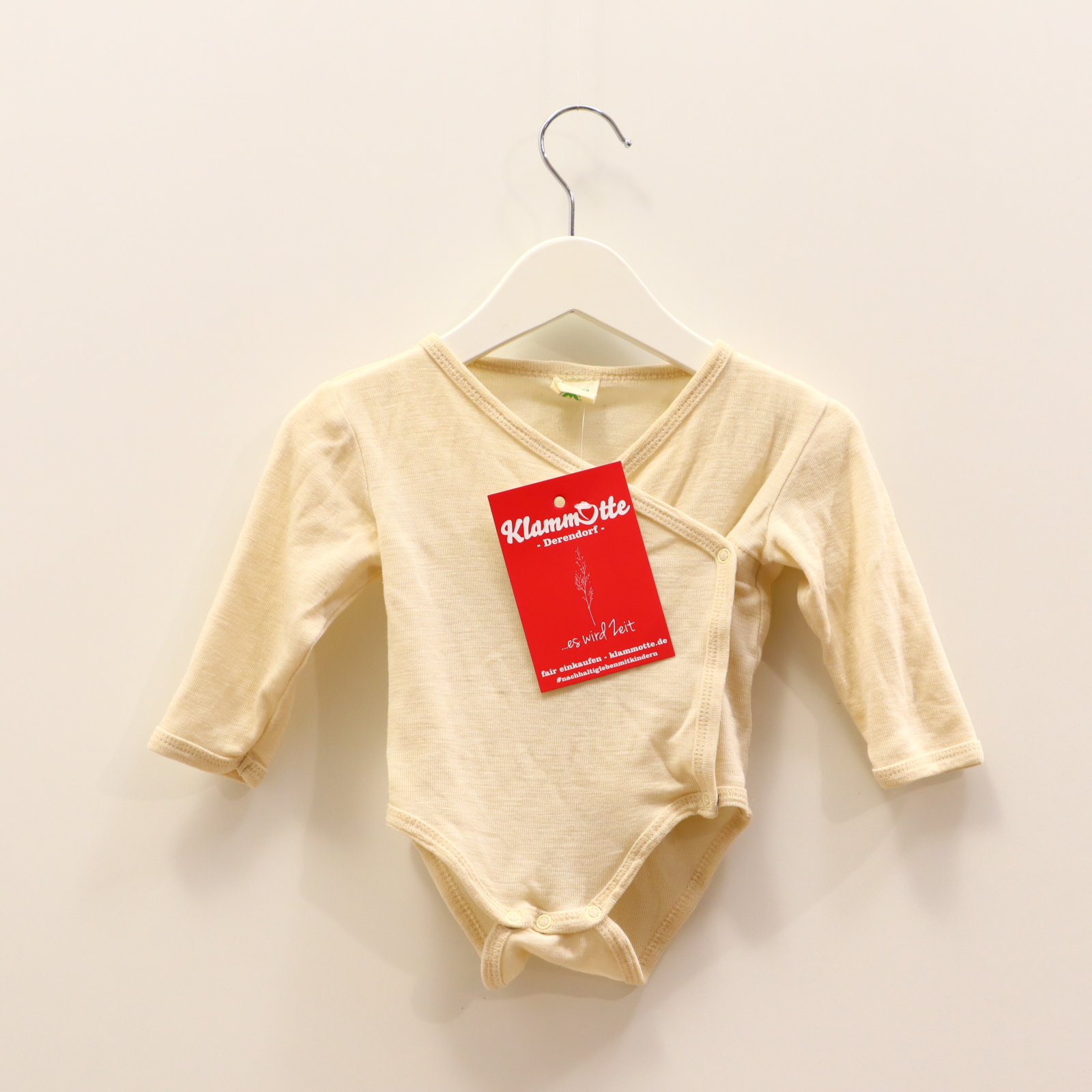 Body ALANA 62/68 creme langarm/Wickelbody Schurwolle/Seide