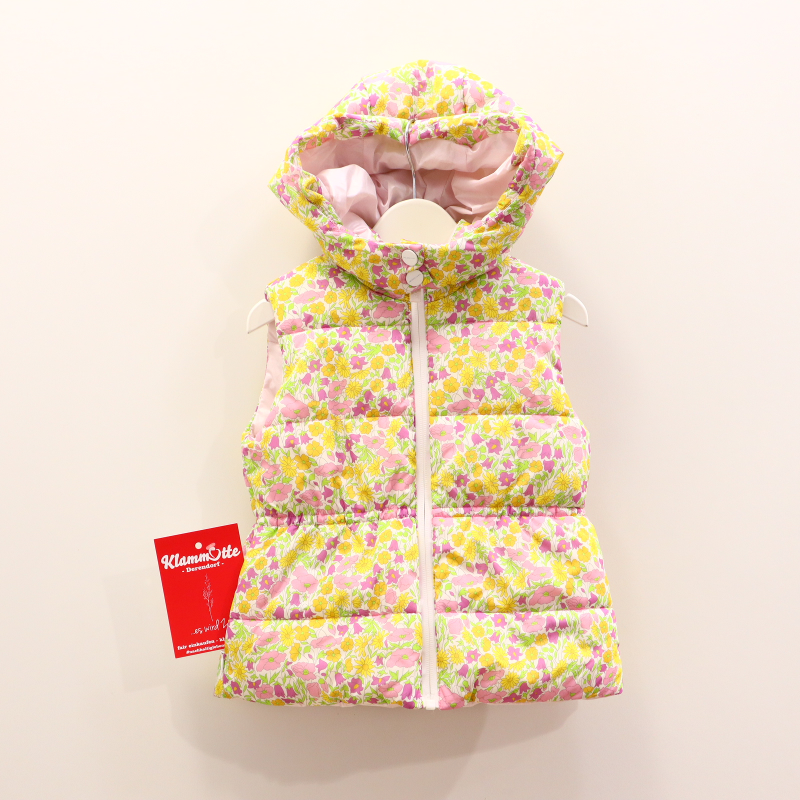 Jacke jacadi Steppweste/Wendejacke 104 Polyester bunt/rosa/weiß Frühjahr/Sommer/Übergang Alloverprint/Blumen abnehmb. Kapuze/wendbar