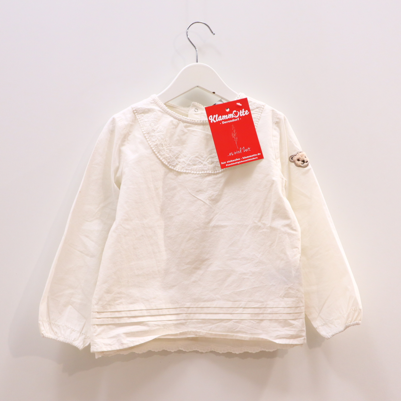 Oberteil Steiff 104 weiß Applikation/Logo/Stickerei Bluse/langarm Baumwolle