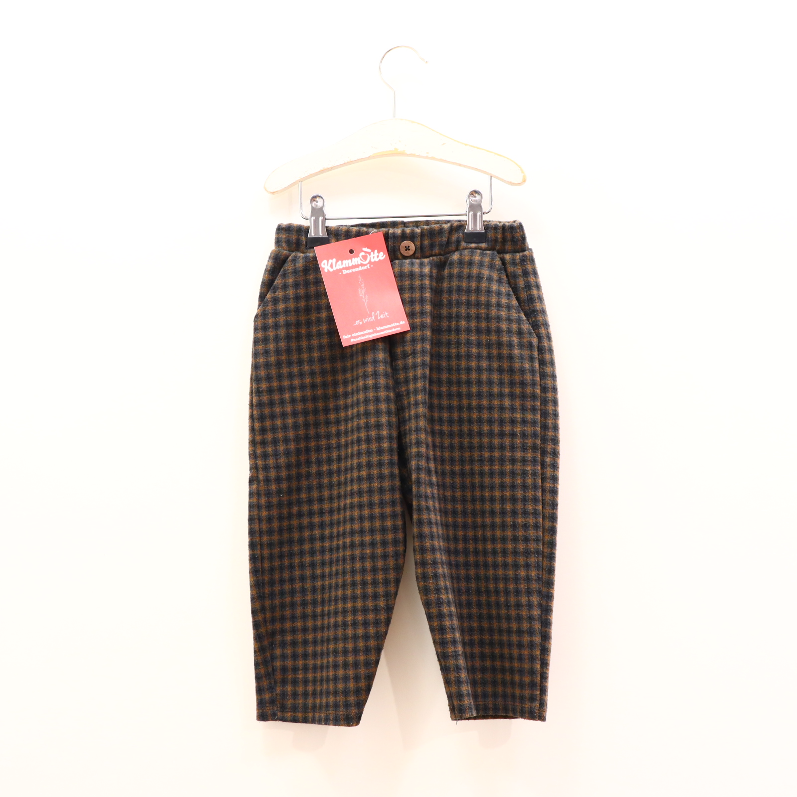 Hose ZARA 110 Stoffhose petrol/sand/schwarz gestreift Gummibandzug Elasthan/Polyester/Viskose