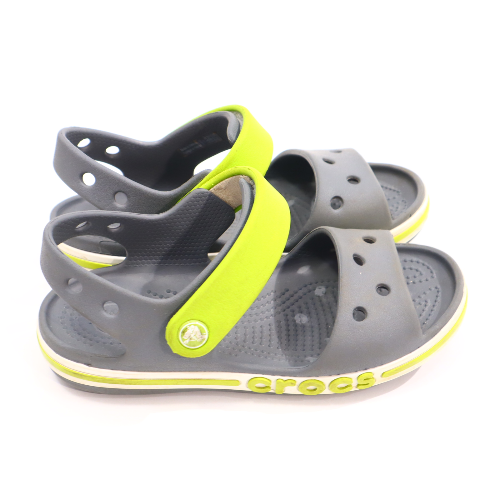 Sandalen CROCS 29/30 grau/grün leichte gleichmäßige Ablaufspuren