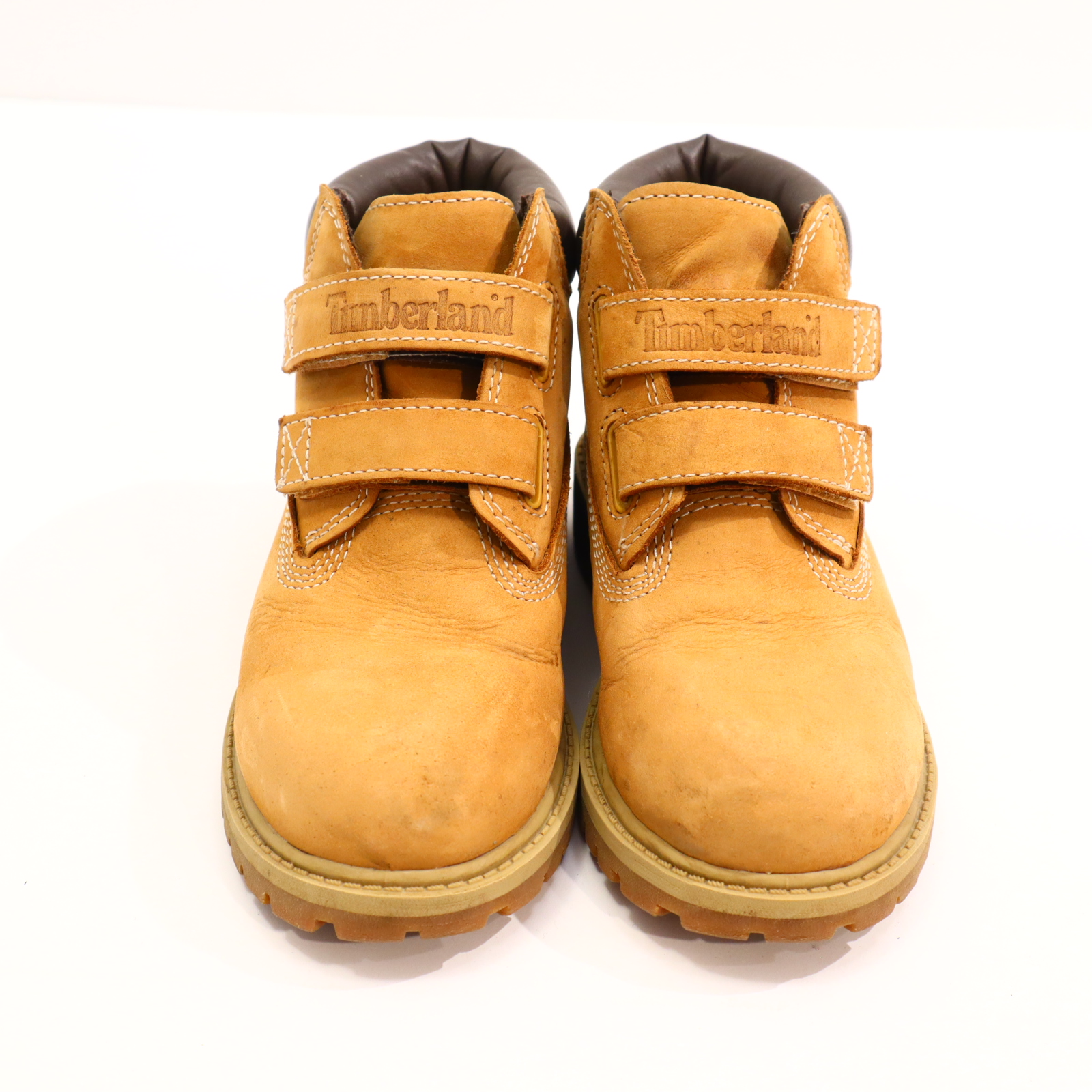 Halbschuhe Timberland Boots/Klett 31 braun Leder leichte gleichmäßige Ablaufspuren