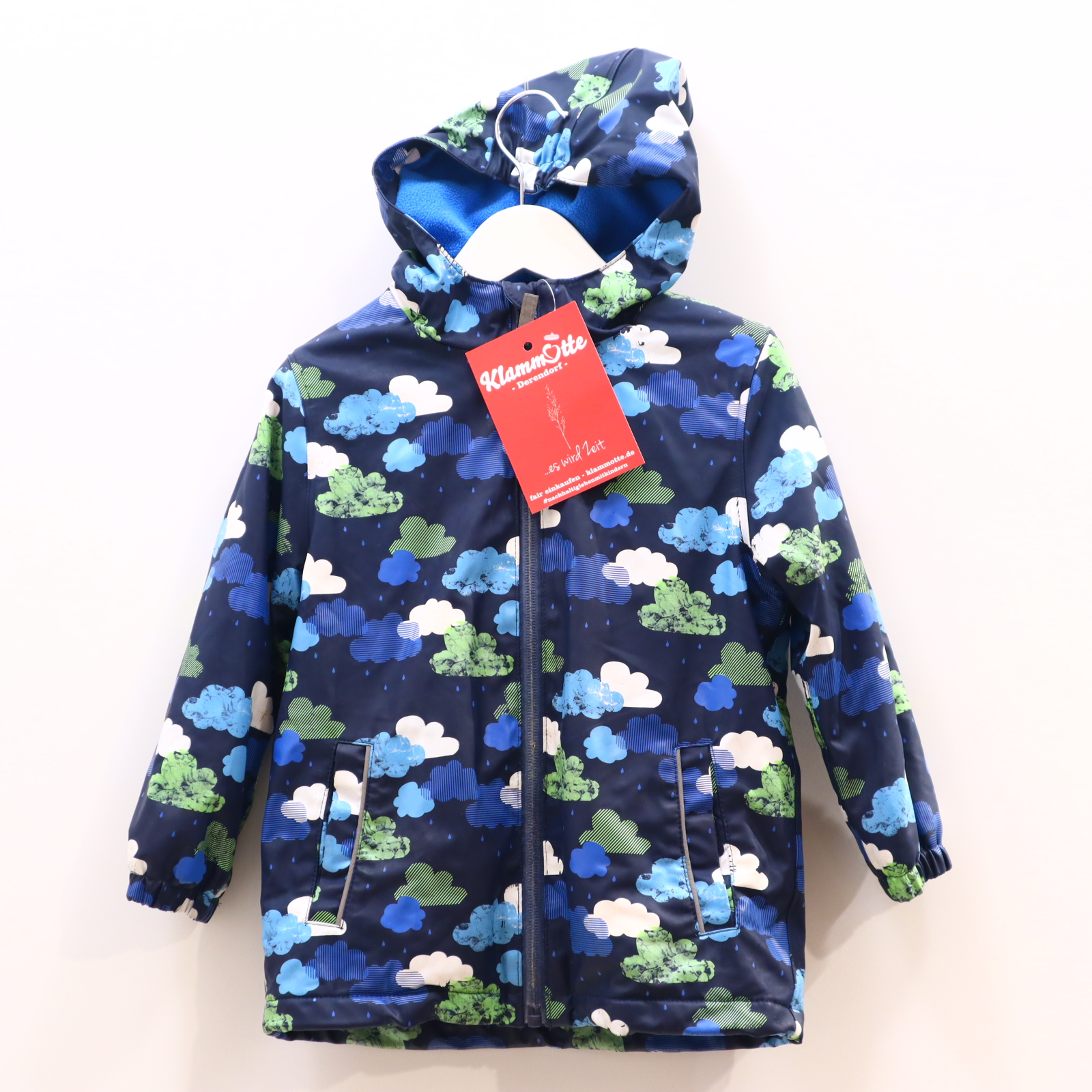 Jacke Topolino 98 blau Alloverprint Regenjacke Fleecefutter/gefüttert