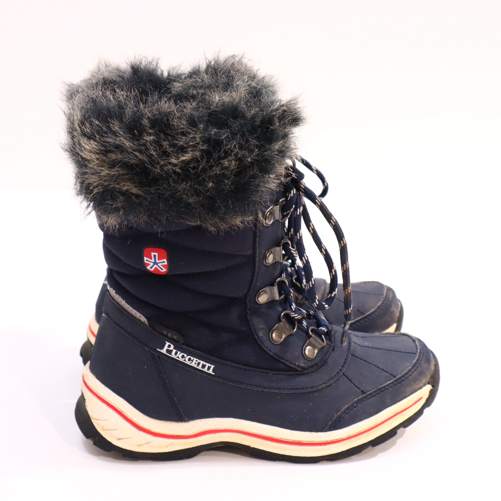 Stiefel PUCETTI 30 blau TEX Snowboot Herbst/Winter leichter gleichmäßiger Sohlenabrieb/leichter Abrieb an den Kappen!