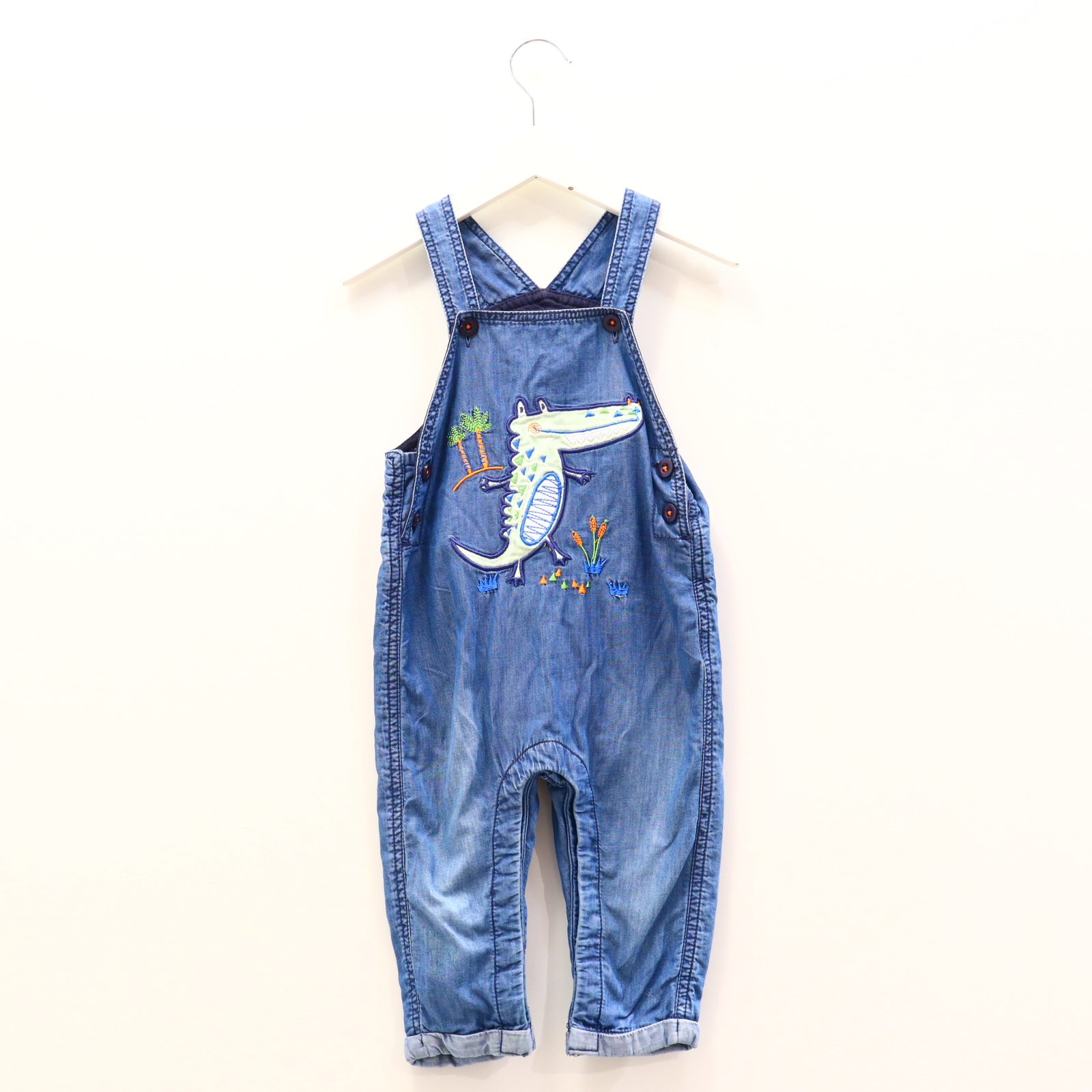 Hosen & Strampler St. Bernard 74 blau Applikation/Stickerei Jeans/Latz Baumwolle/Chambray Druckknöpfe im Schritt