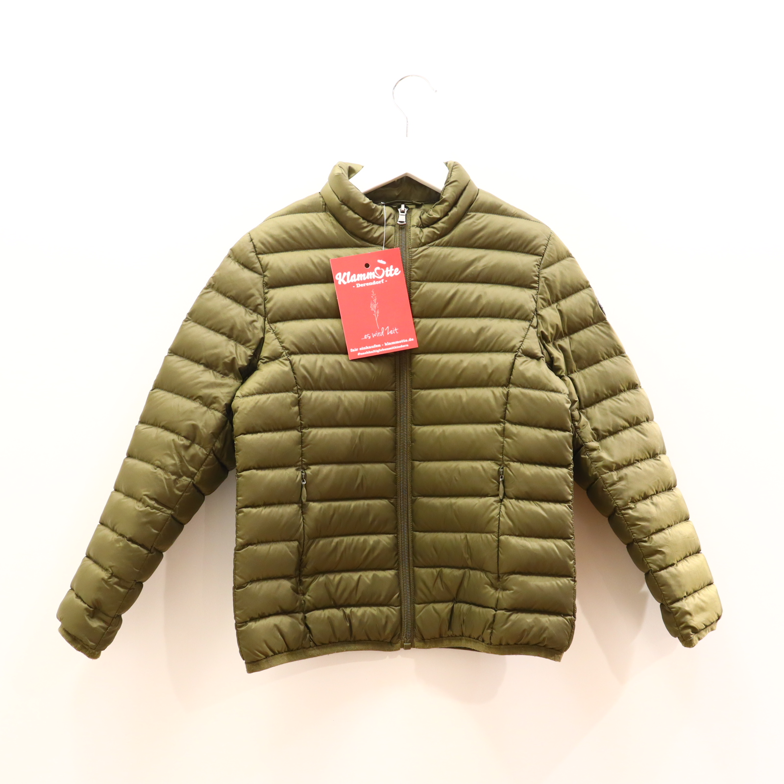 Jacke JOTT 116/122/128 oliv Applikation/Logo leichte Daunenjacke/Steppjacke Daunen/Federn