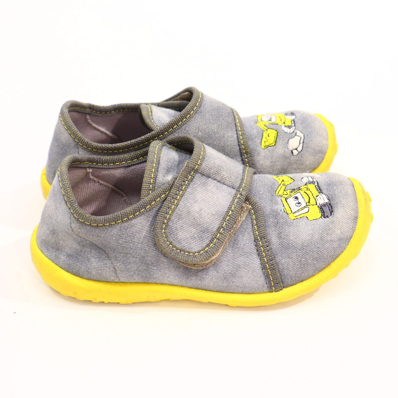 Hausschuhe/Wasserschuhe SuperFit 26 gelb/grau Klett/Pantoffel Canvas