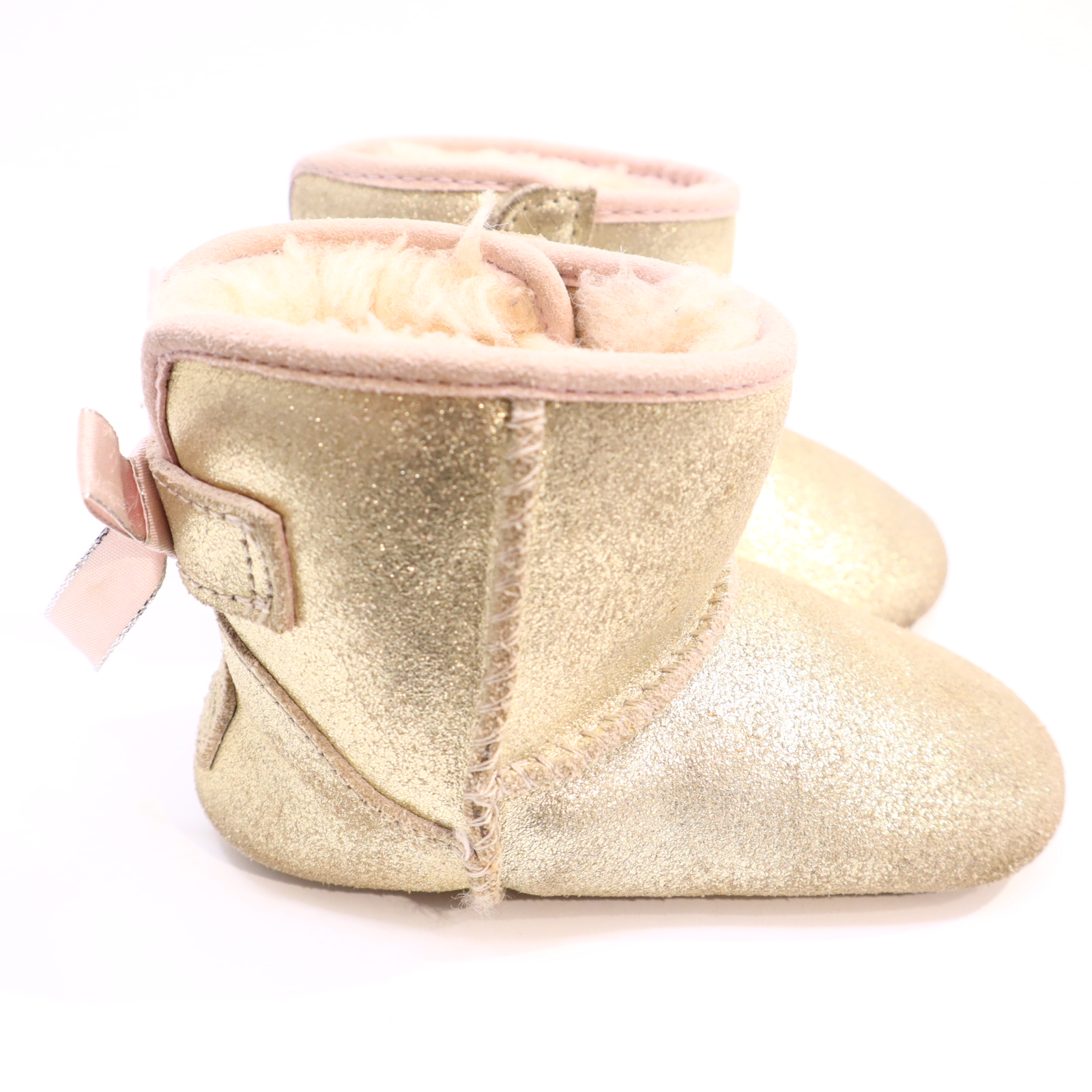 Babyschuhe/Stoffschuhe UGG 20.5 gold/rosa Lammfell/Leder Fellschuhe/Winterstiefel/Lauflernschuhe