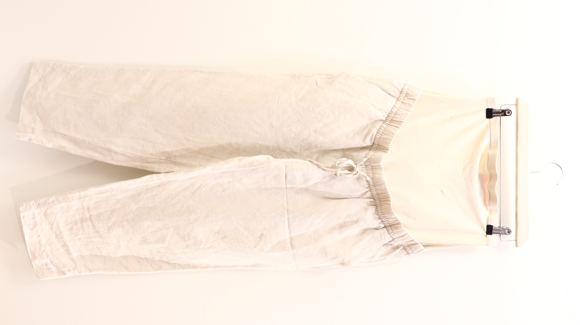 Hose H&M M/38/40 Stoffhose creme Leinen/Viskose High rib/Gummibandzug/Tunnelzug