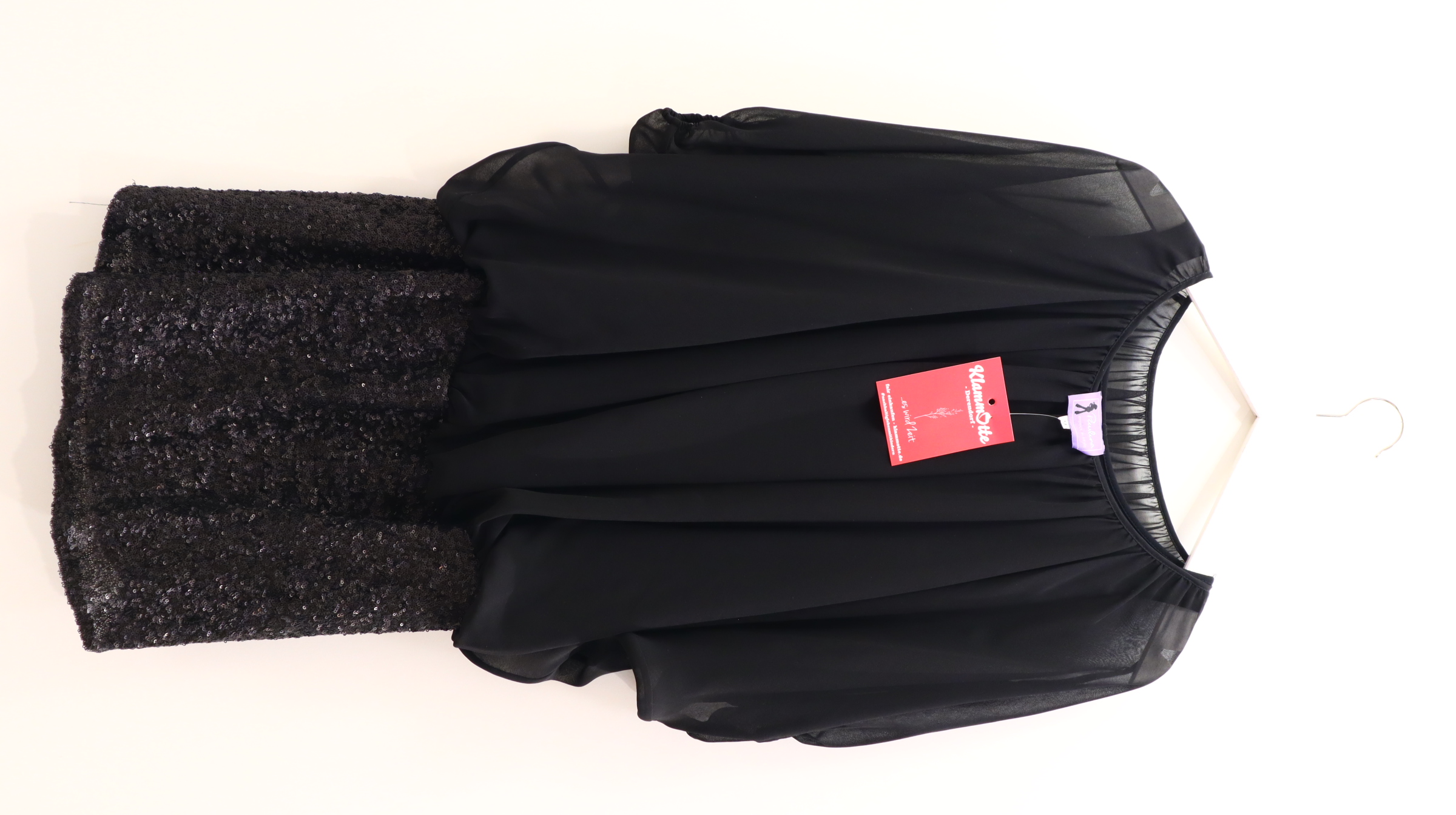 Kleider & Röcke Paulina Abendkleid/Chiffonkleid M/38/40 schwarz Pailetten