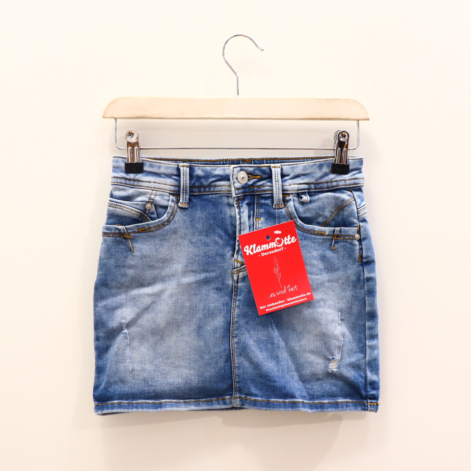 Kleider & Röcke LTB Jeansrock 146 blau Used Look denim Knopf/verstellb. Bund/Reißverschluß