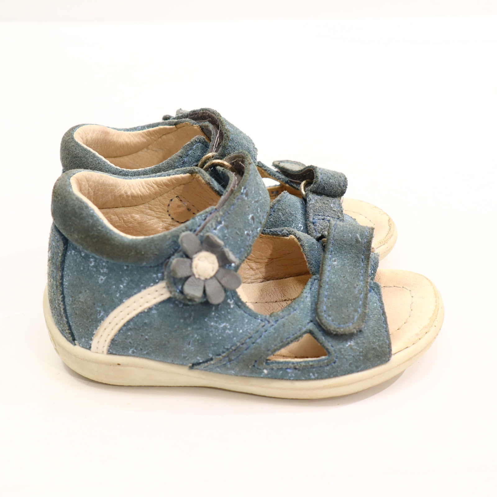 Sandalen PEPINO 21 blau Wildleder leichte gleichmäßige Ablaufspuren