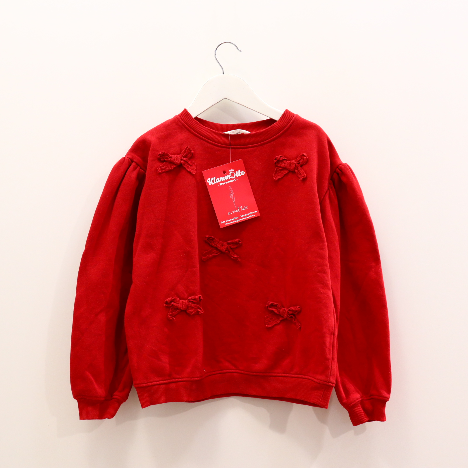 Oberteil H&M 134/140 rot Applikation/Schleife Sweatshirt