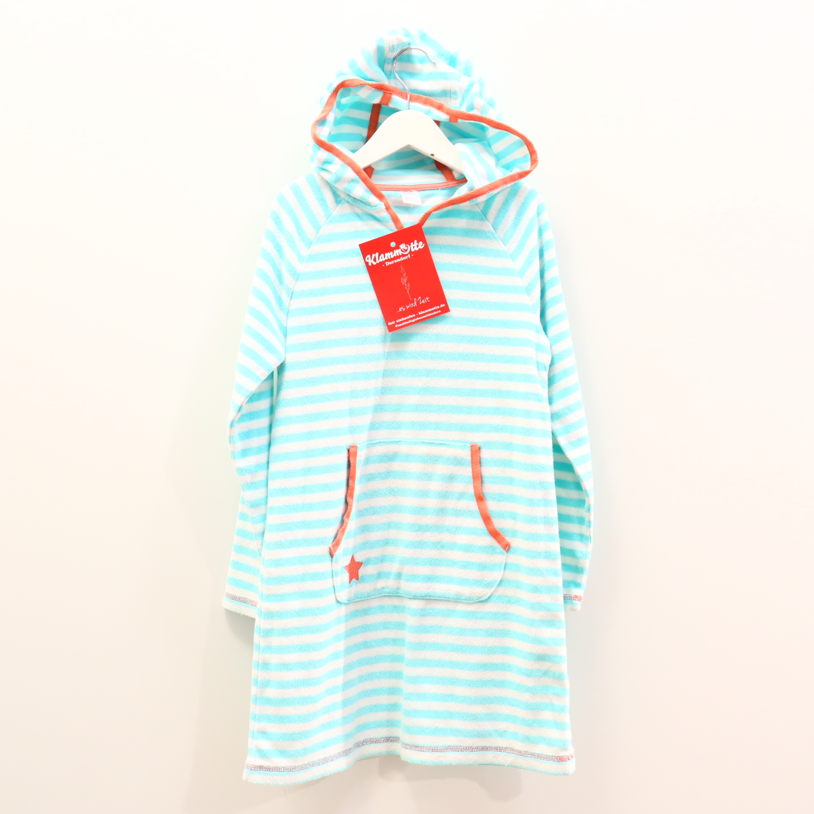 Bademode Topolino Strandkleid 122/128 mint/orange/weiß gestreift Baumwolle/Frottee/Polyester