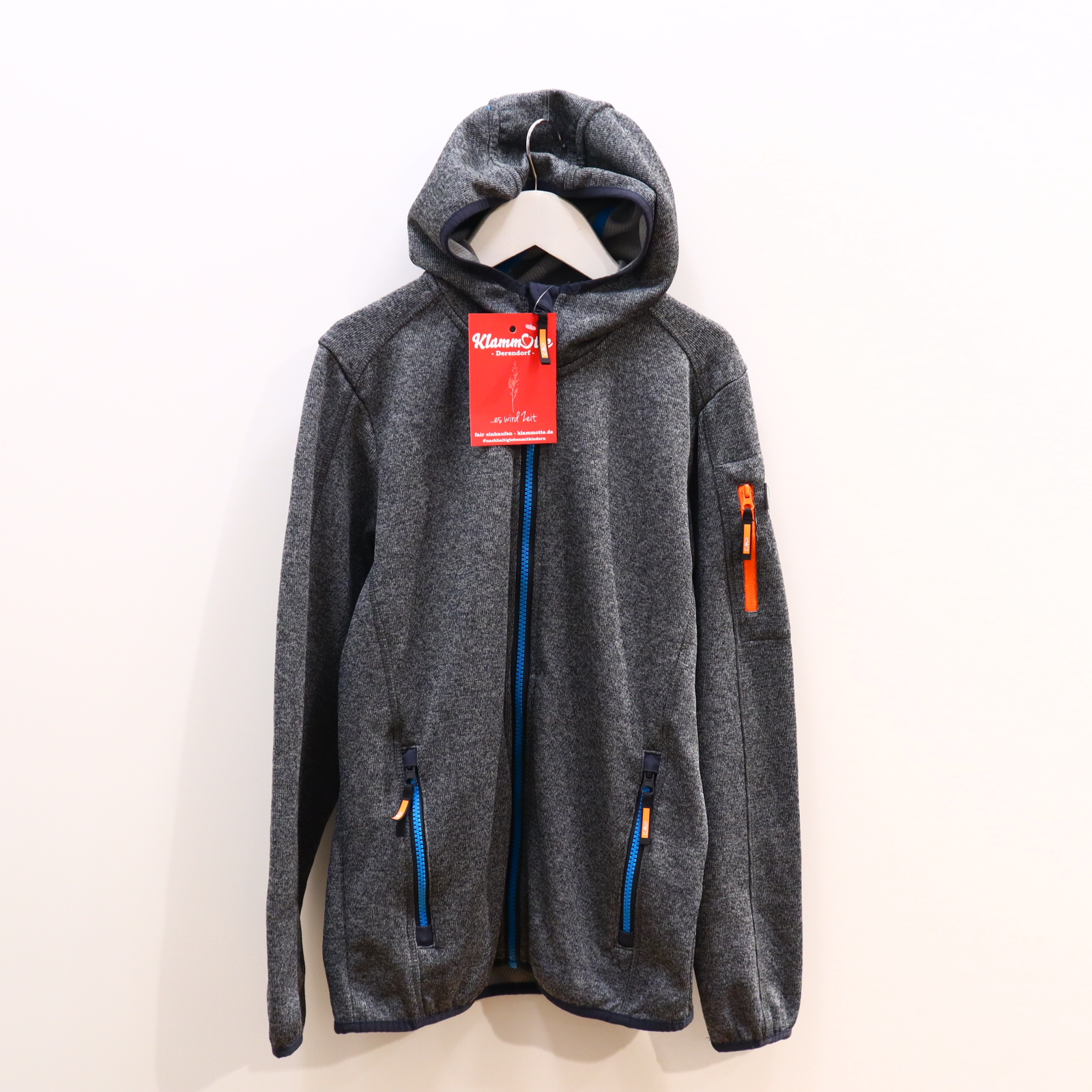 Oberteil CMP Gr. 152 Kapuzenjacke/Sportjacke grau Polyester Applikation/melange