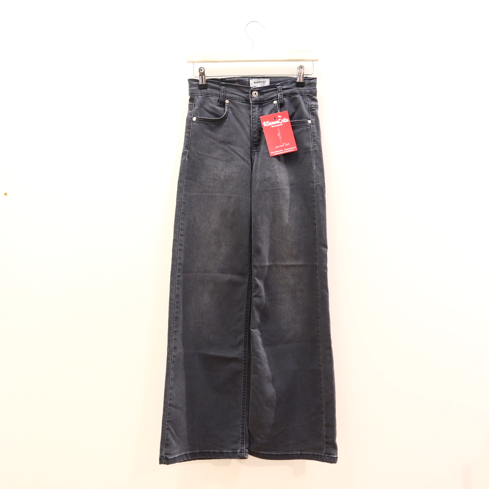 Hose BLUE EFFECT Jeans 158 anthrazit Denim Knopf/Reißverschluß/verstellb. Bund Wide Leg