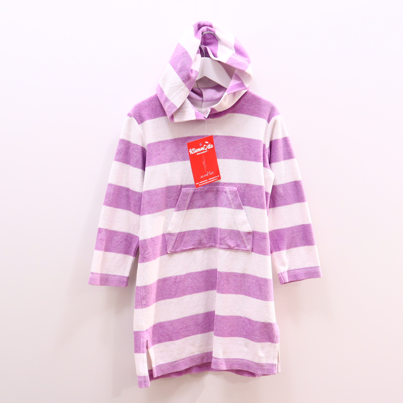 Bademode mini Boden Strandkleid 110/116 flieder/weiß gestreift Baumwolle/Frottee/Polyester