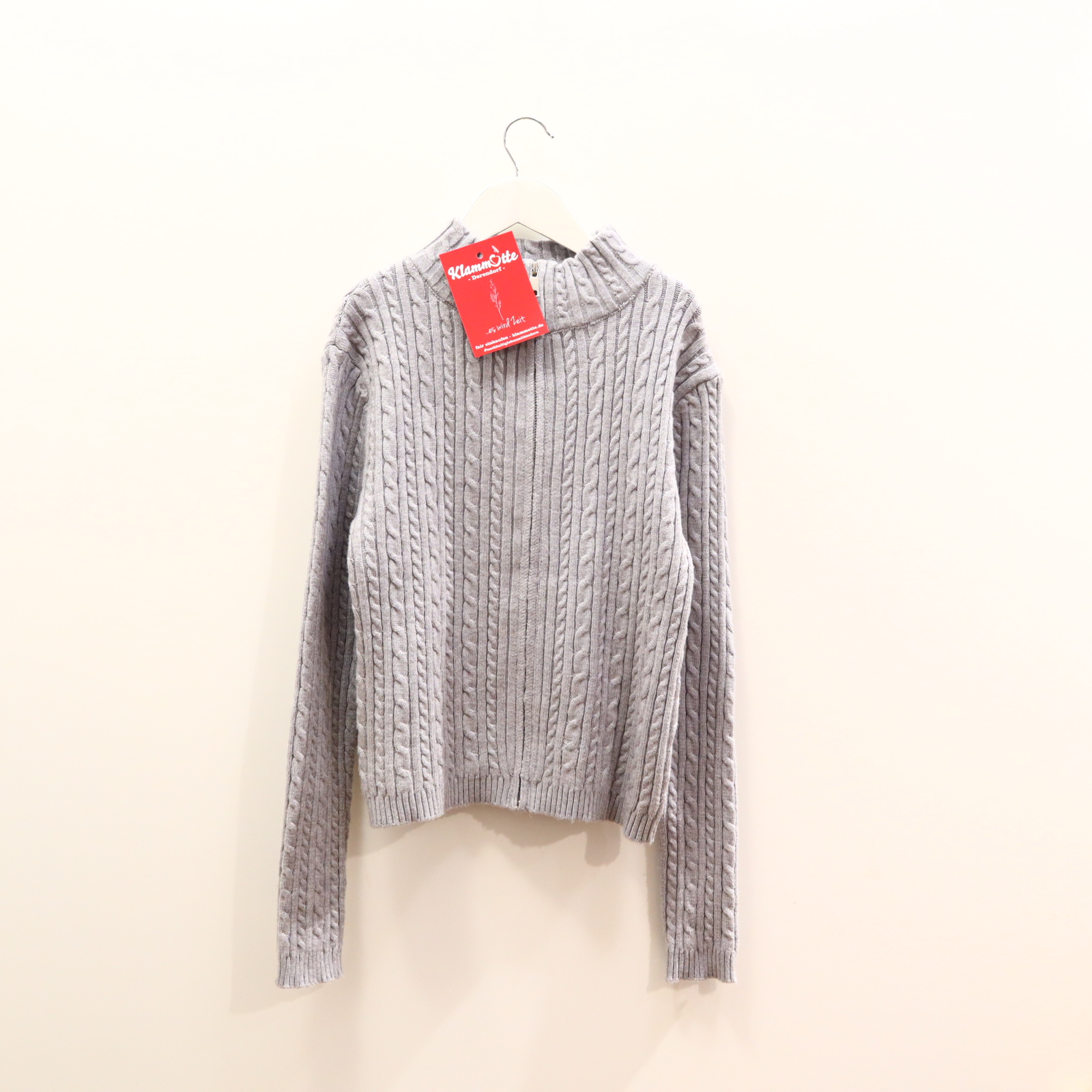 Oberteil MEET ME THERE 158 grau melange/Zopfmuster Strickjacke Nylon/Polyester/Viskose Turtleneck