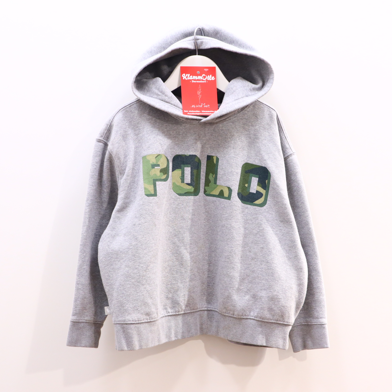 Oberteil RALPH LAUREN Gr. 128/Gr. 134/Gr. 140 Kapuzenpullover grau Polyester Logo/melange/Print