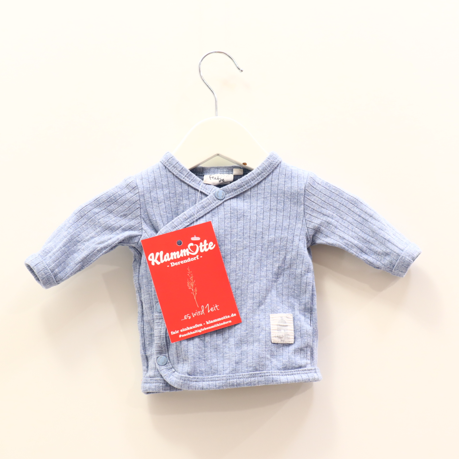 Oberteil Feetje 44 blau melange/Rippstrick langarm/Wickelshirt