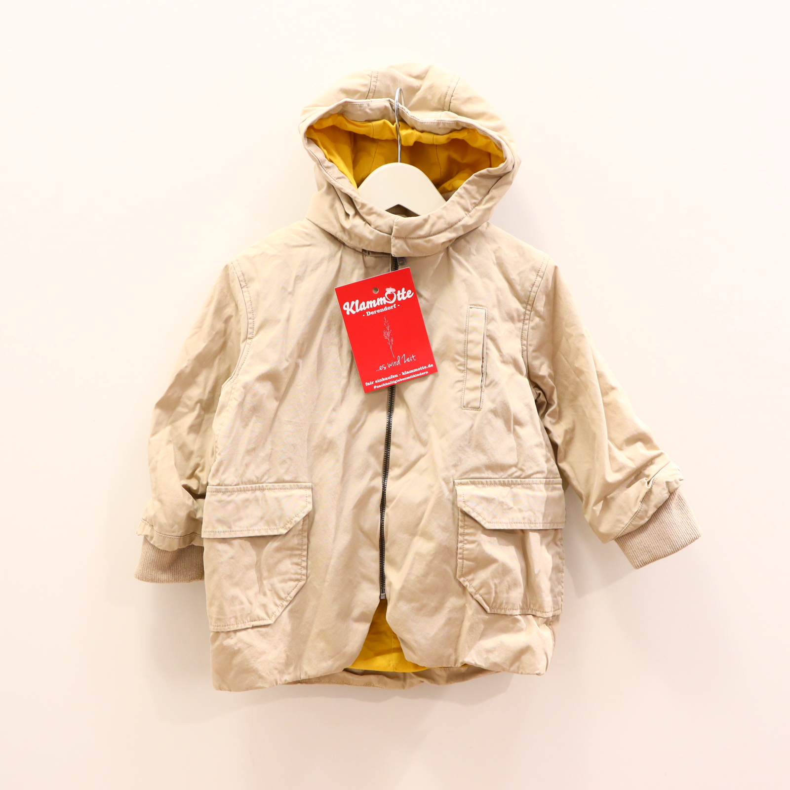 Jacke COS 86/92 sand Parka Baumwolle abnehmb. Kapuze/Baumwollfutter Übergang