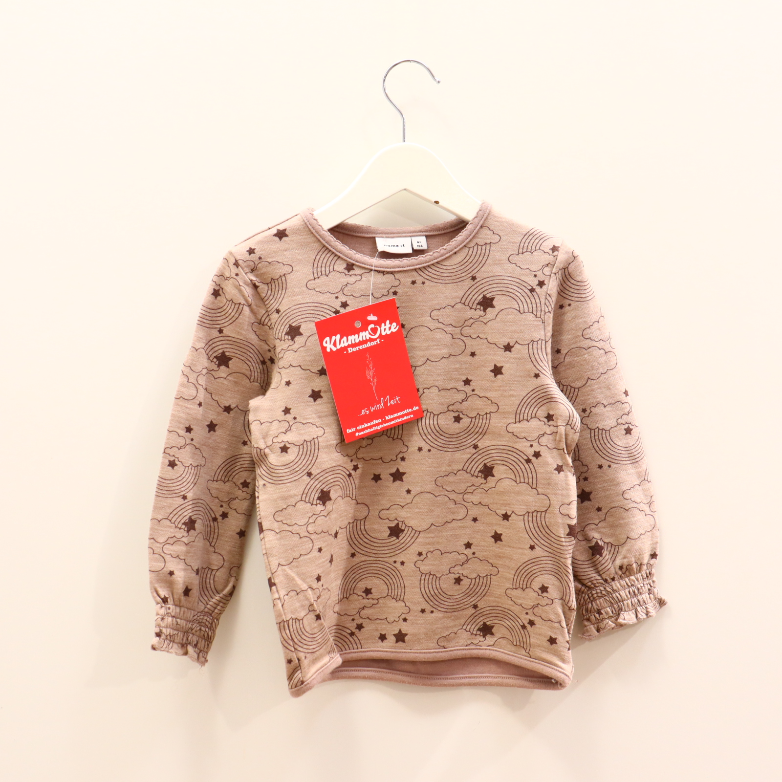 Oberteil name it 104 altrosa Alloverprint Baselayer/langarm Shirt Baumwolle/Merinowolle/Polyamid