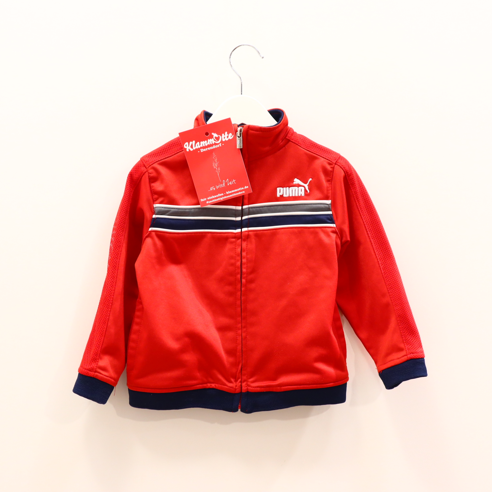 Oberteil PUMA Gr. 98 Sportjacke rot Polyester Applikation/Logo/Stickerrei Stehkragen